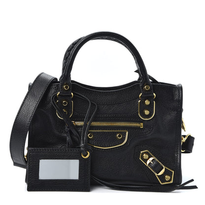 Balenciaga Chevre Gold Metallic Edge Hardware Mini City Black 1 of 9