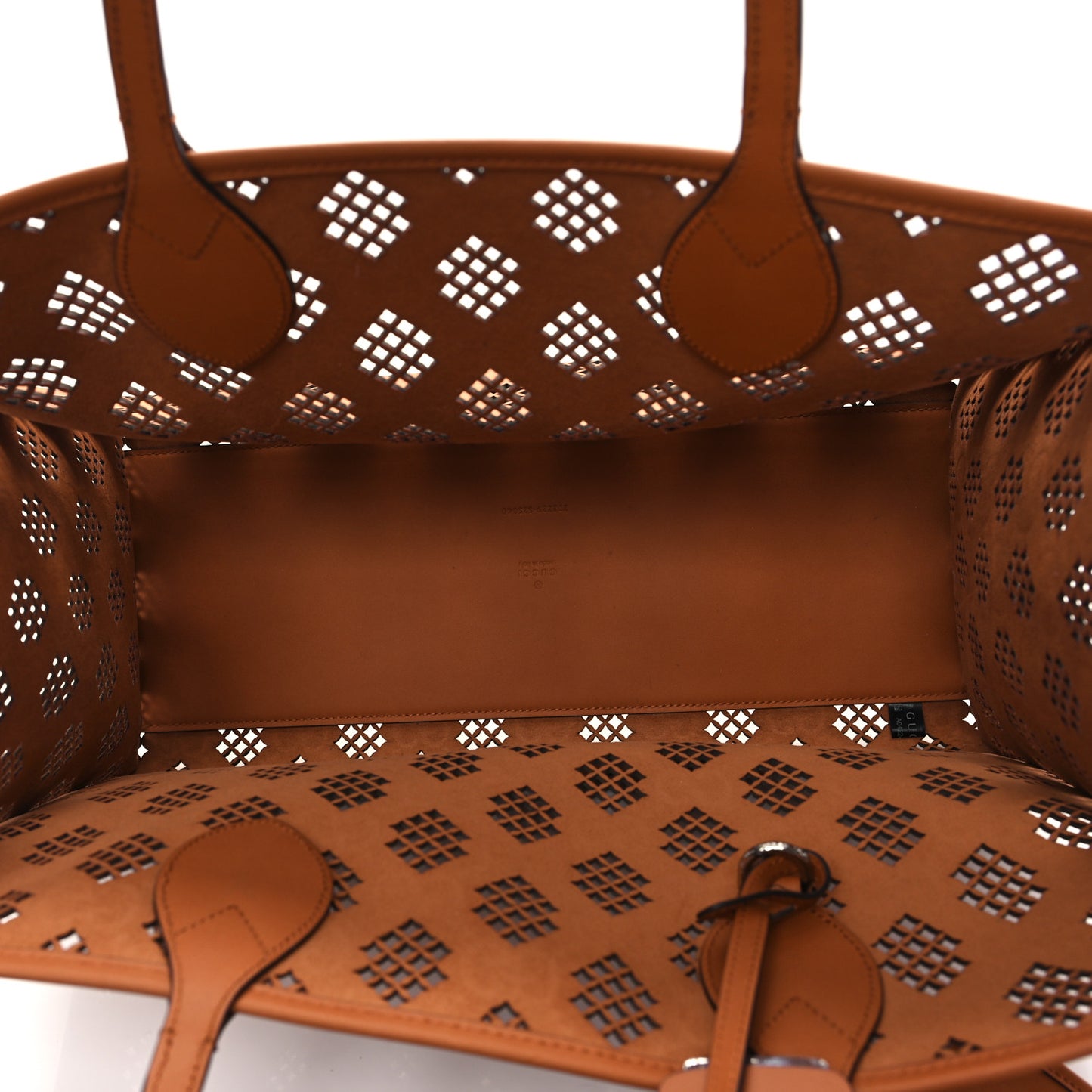 Calfskin GG Monogram Diamond Cut Medium Ophidia Tote Bag Brown