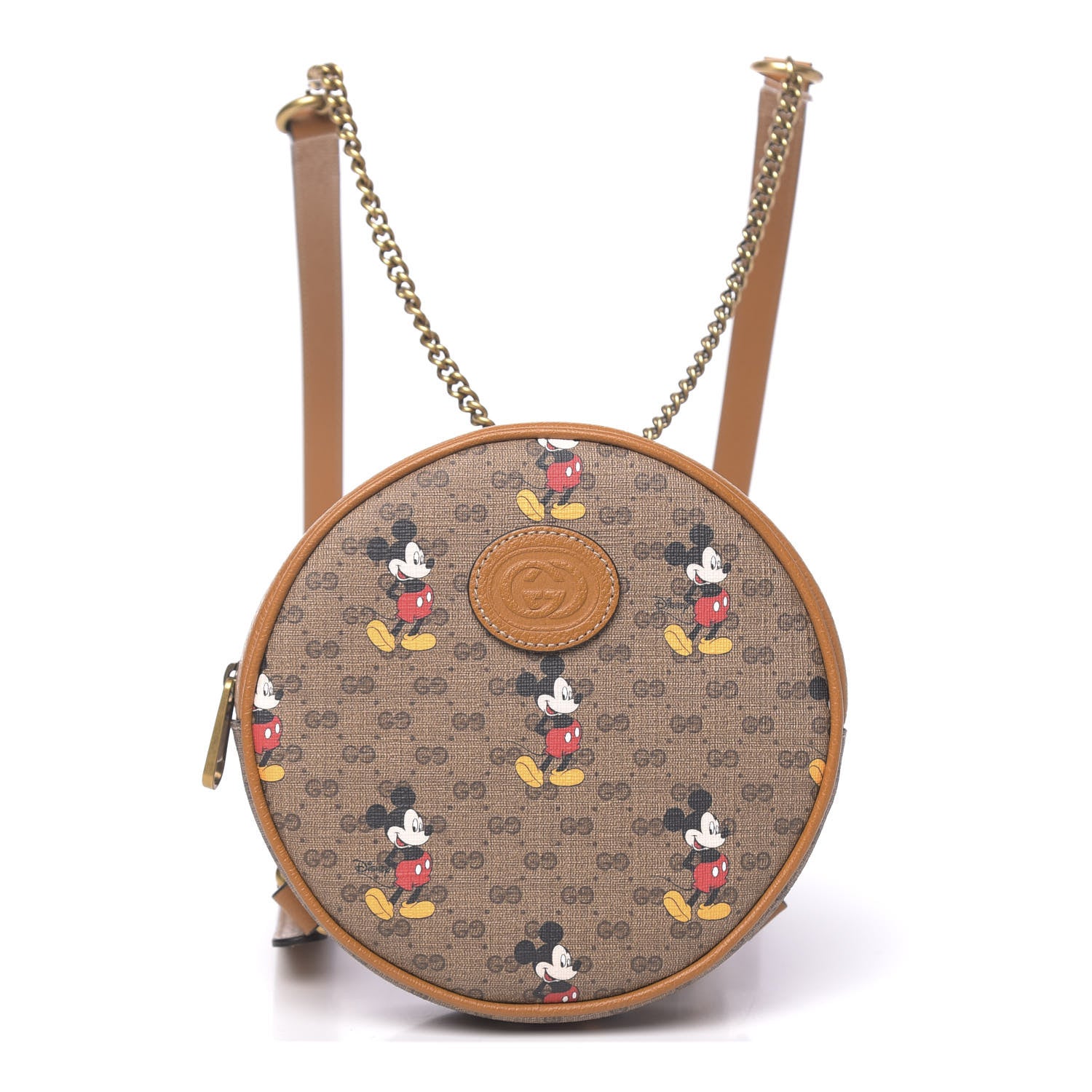 Gucci X DISNEY Mini Vintage GG Supreme Monogram Mickey Mouse Round Backpack Beige Vintage Sun Oil 1 of 10