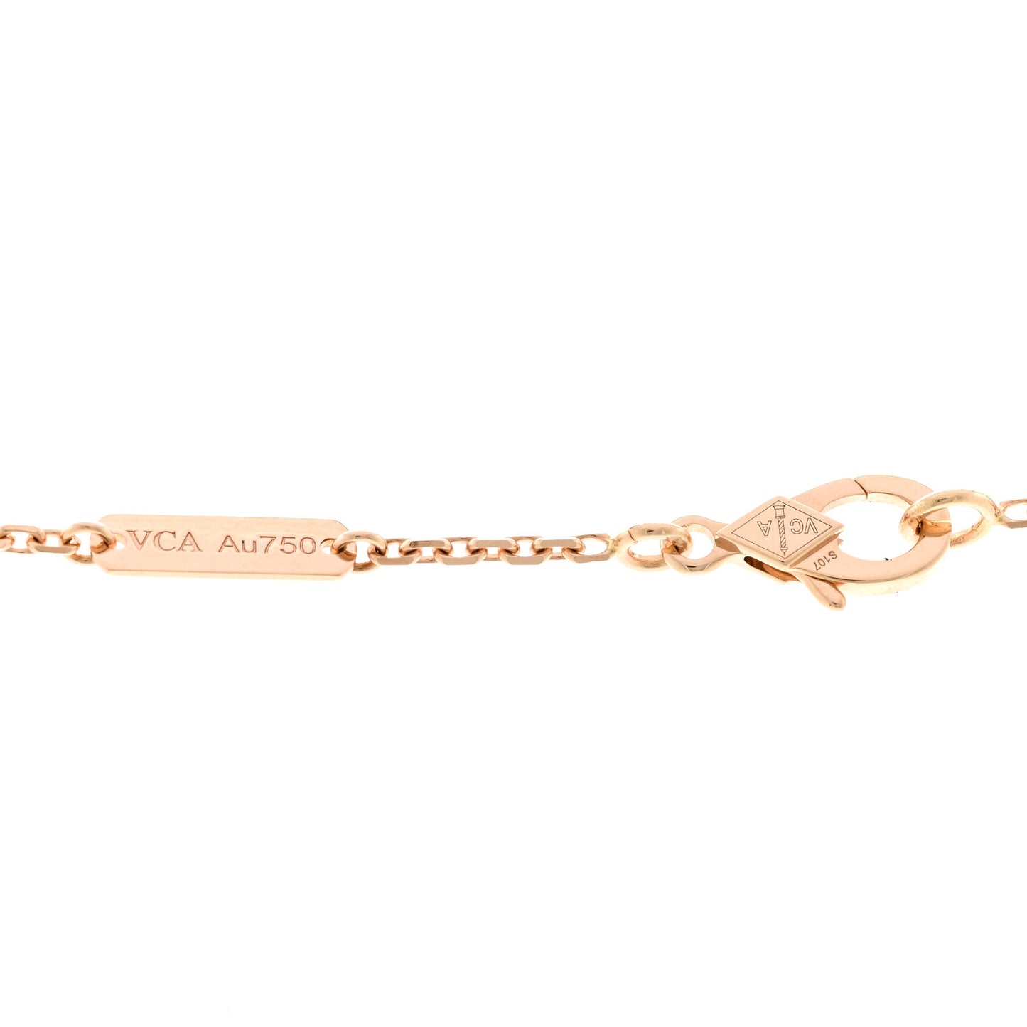 18K Rose Gold Diamond Rhodonite Vintage Alhambra Pendant Necklace