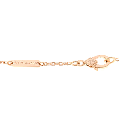 Van Cleef & Arpels 18K Rose Gold Diamond Rhodonite Vintage Alhambra Pendant Necklace 4 of 6