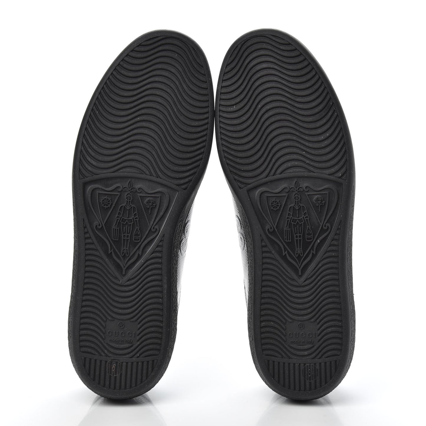 Calfskin GG Tennis Embossed Mens Ace Sneakers 6 Black