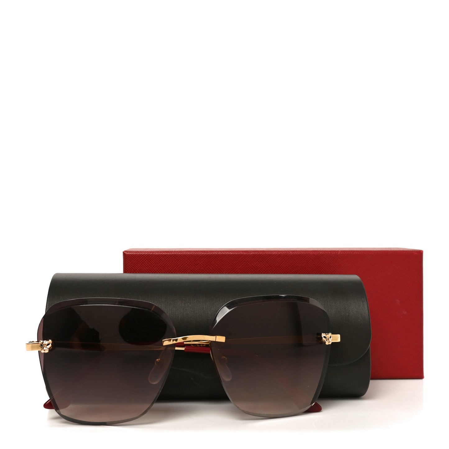 Metal Panthere De Cartier Sunglasses A13F49JS Gold Red