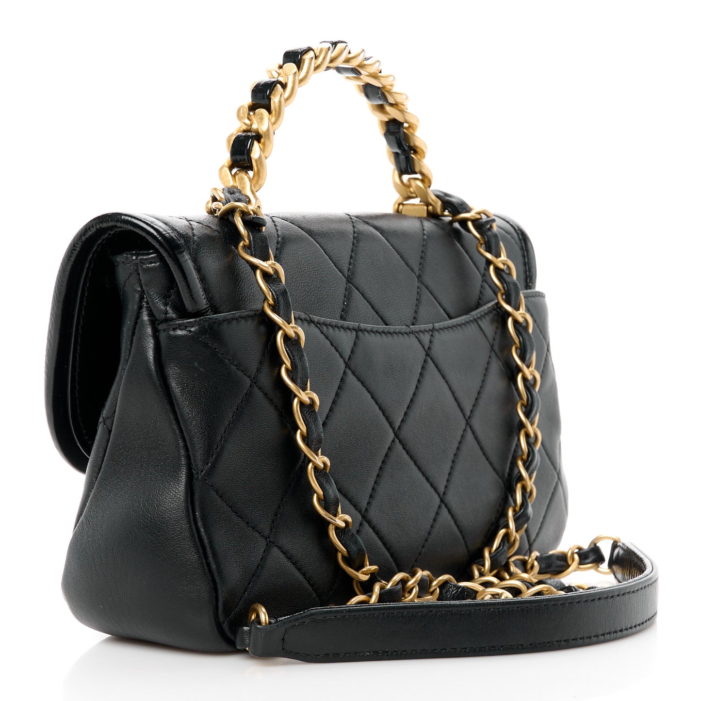 Lambskin Quilted Small La Parisienne Top Handle Flap Black