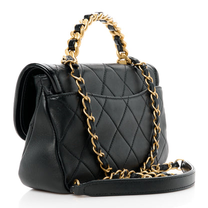 Chanel Lambskin Quilted Small La Parisienne Top Handle Flap Black 3 of 11