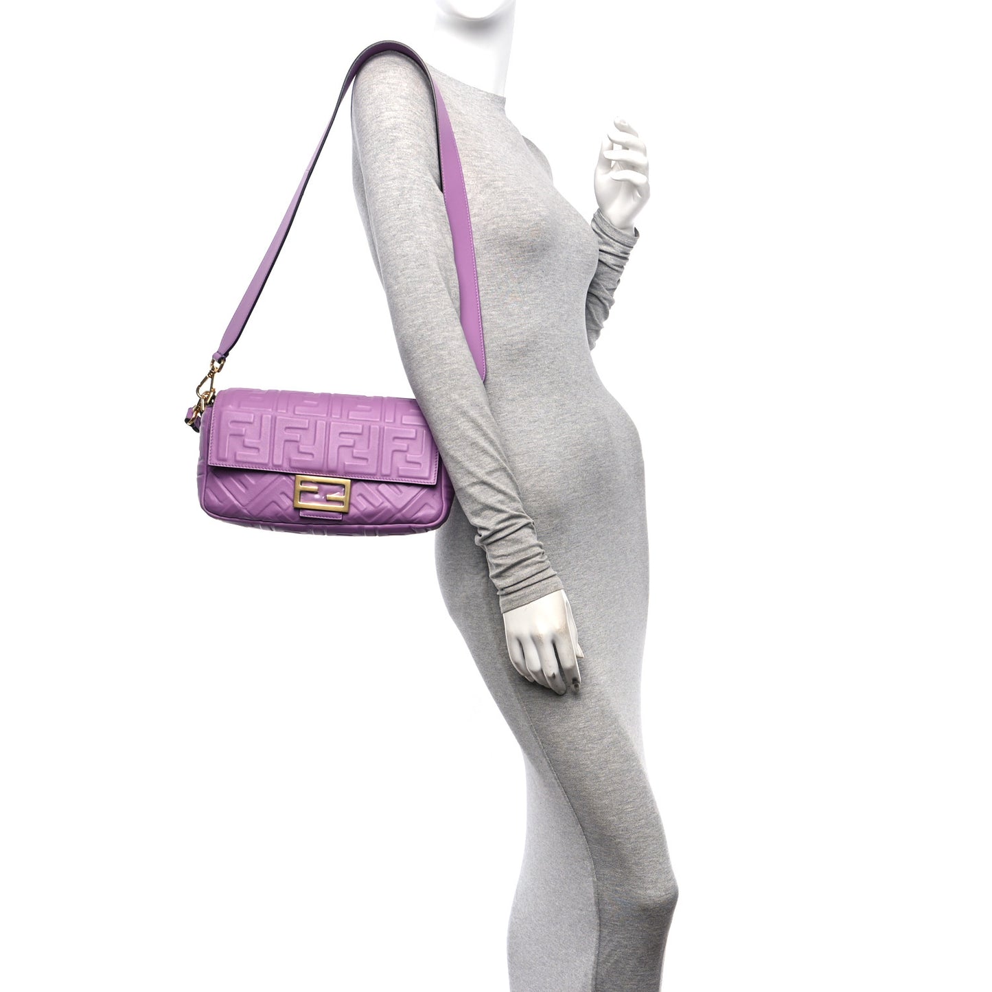 Nappa FF 1974 Embossed Baguette Agapanto