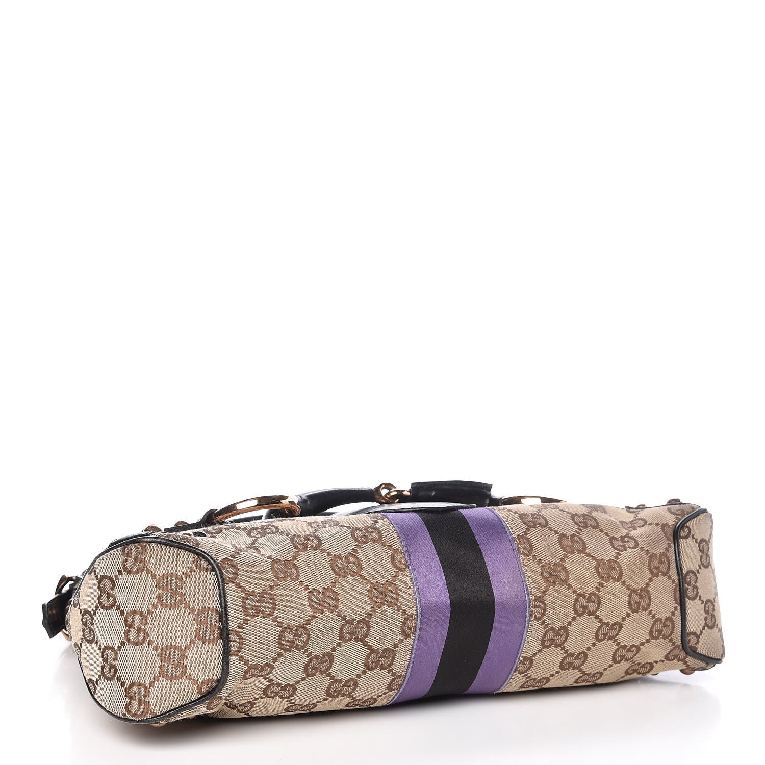Gucci Monogram Horsebit Web Flap Bag Brown Purple 4 of 13