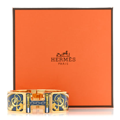 Hermes Enamel Printed Wide Musee Clic Clac H Bracelet PM Ecume 6 of 6