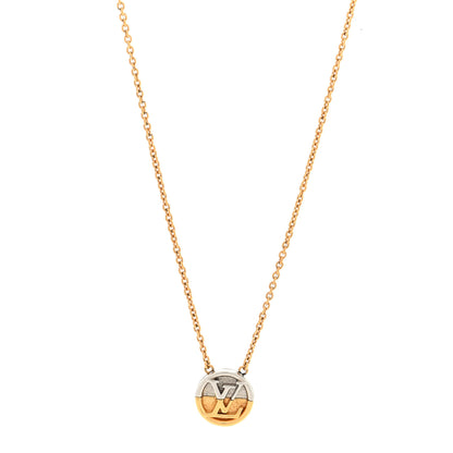 Louis Vuitton Metal L to V Necklace Gold Silver 1 of 4