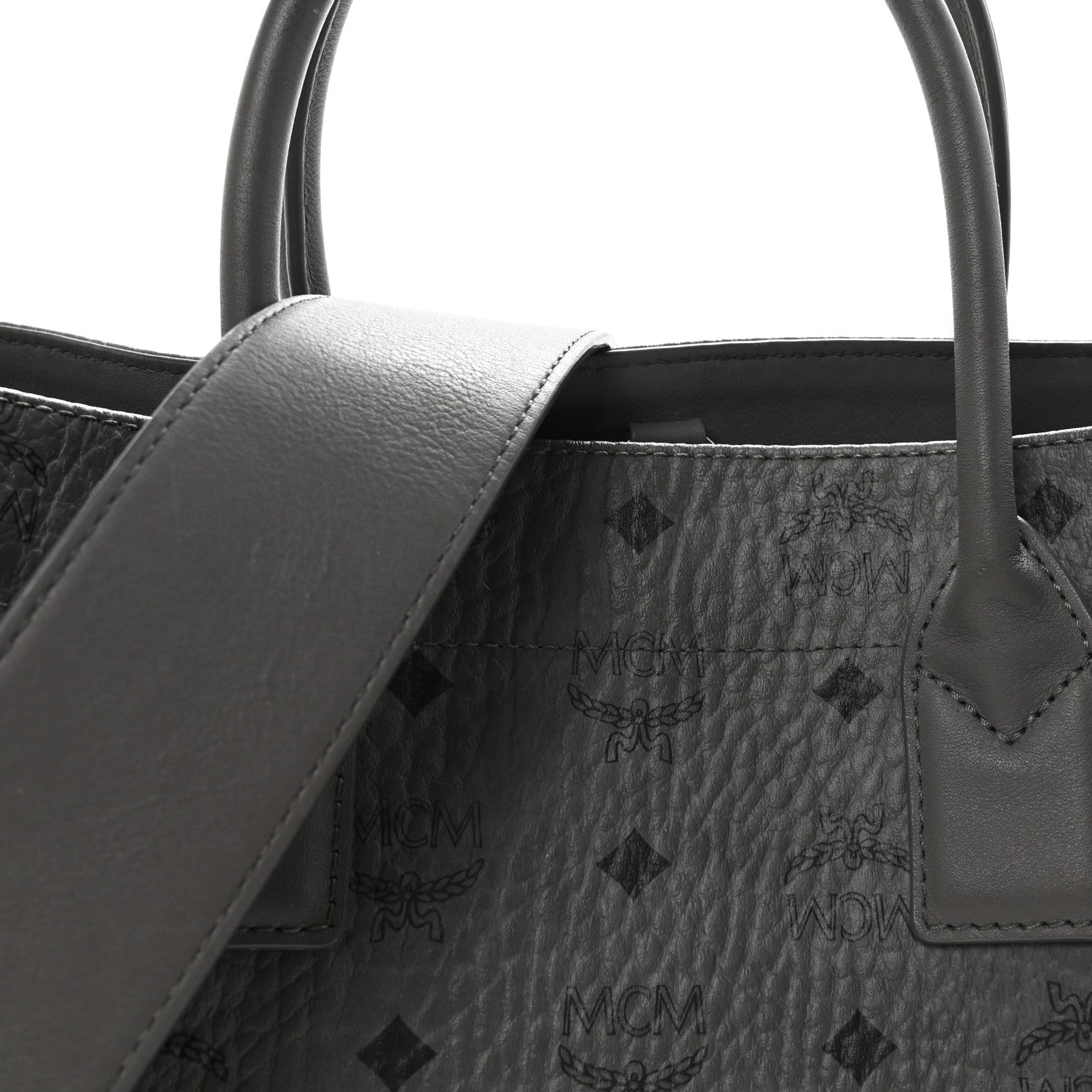 MCM Visetos Large Munchen Tote Grey 8 of 10