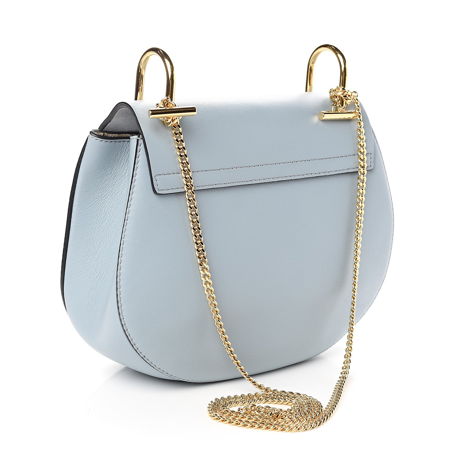 Chloe Suede Smooth Calfskin Drew Shoulder Bag Fresh Blue 2 of 8