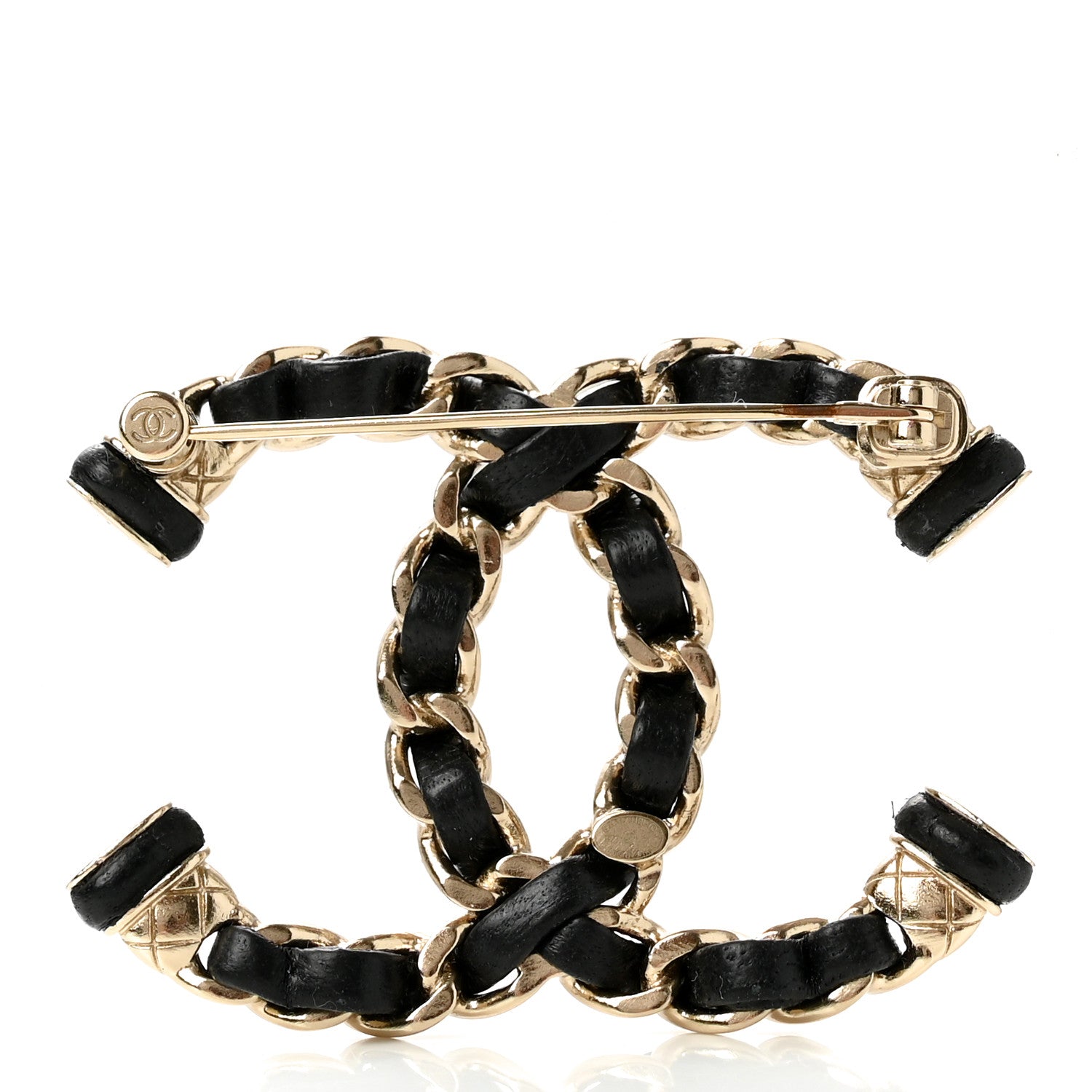 Chanel Lambskin Chain CC Brooch Black Gold 3 of 5