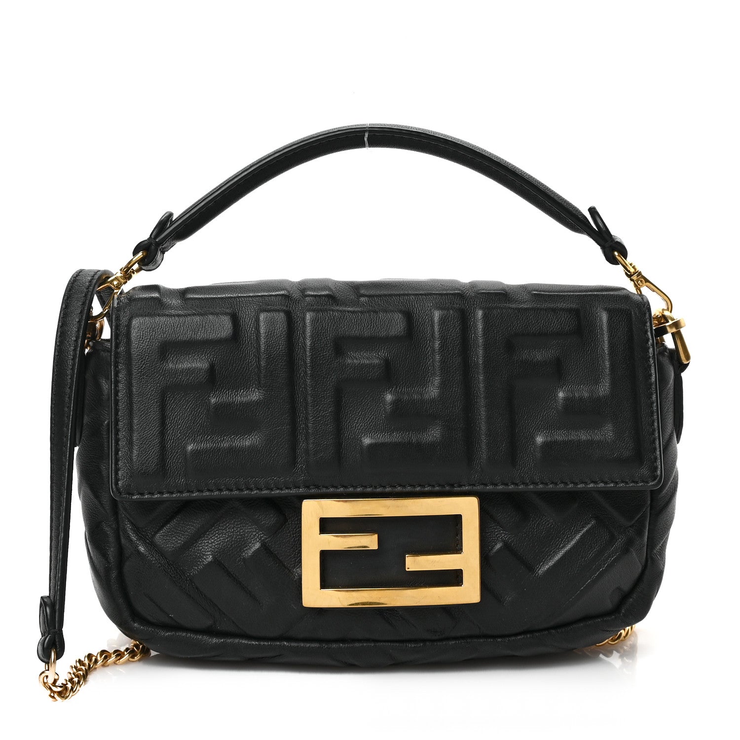 Fendi Nappa FF 1974 Embossed Mini Baguette Black 1 of 8