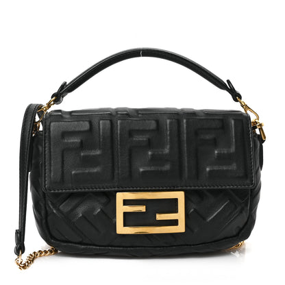 Fendi Nappa FF 1974 Embossed Mini Baguette Black 1 of 8