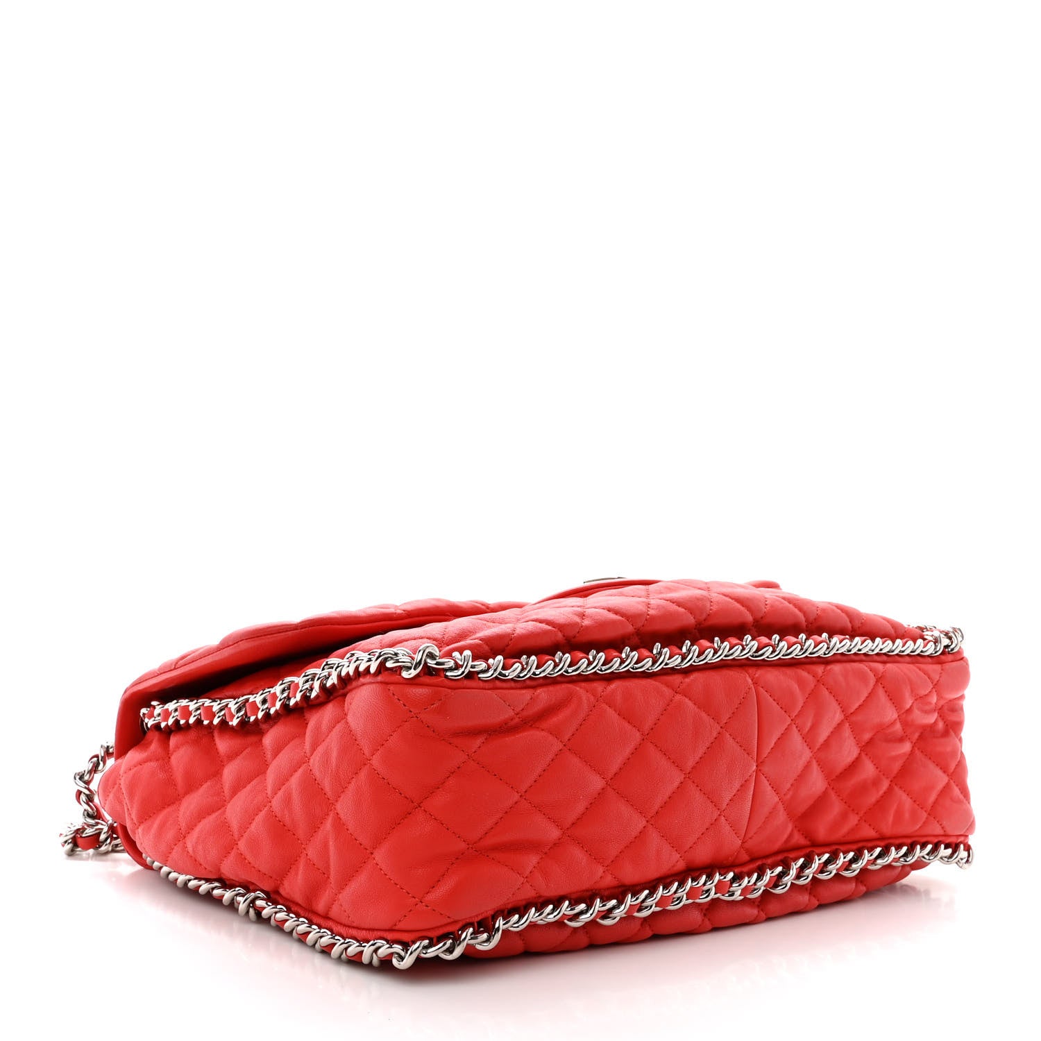 Chanel Washed Lambskin Quilted Maxi Chain Around Flap Red 4 of 12