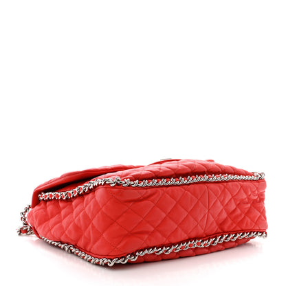 Chanel Washed Lambskin Quilted Maxi Chain Around Flap Red 4 of 12