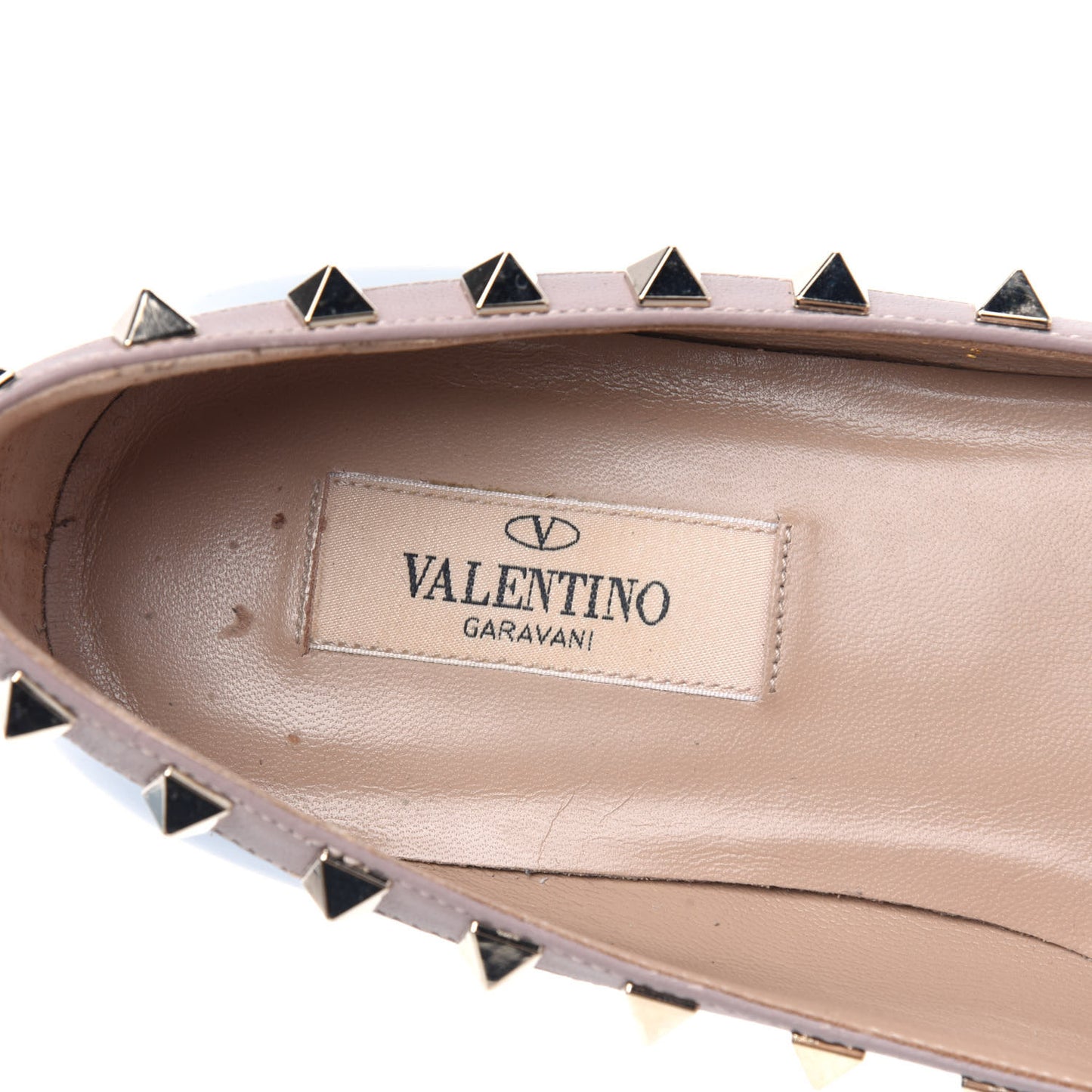 Patent Nappa Rockstud Ballerina Flats 37.5 Light Stone Poudre