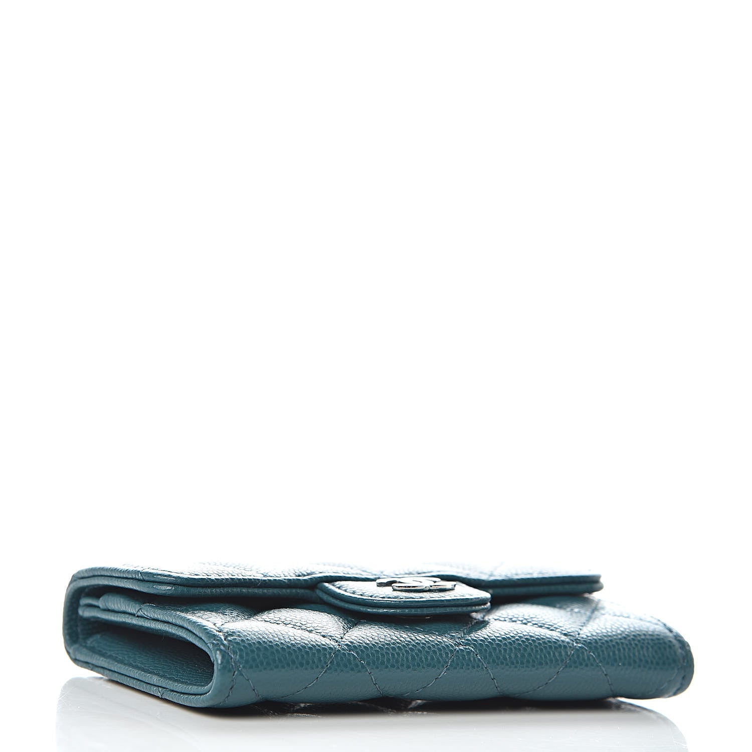 Chanel Caviar Quilted Card Holder Wallet Dark Turquoise 4 of 9