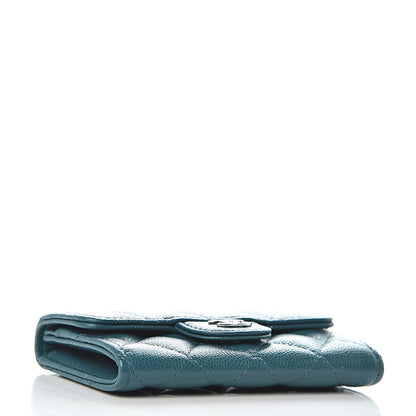 Chanel Caviar Quilted Card Holder Wallet Dark Turquoise 4 of 9