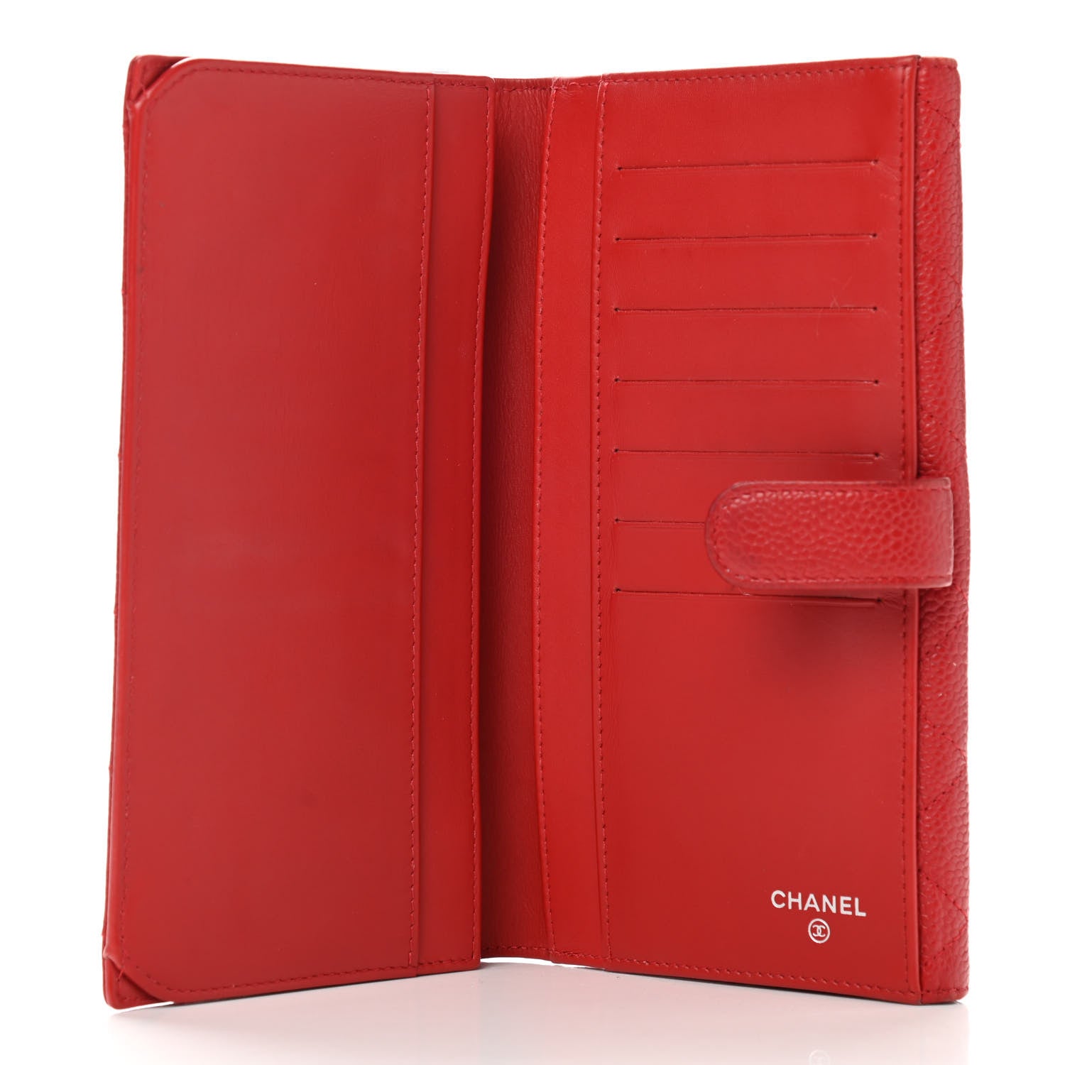 Chanel Caviar Quilted CC Long Double Wallet Red 5 of 14