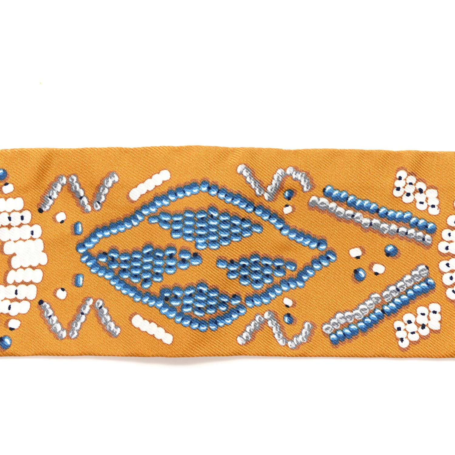 Hermes Silk Kelly En Perles Twilly Miel Bleu Jean Cream 4 of 4