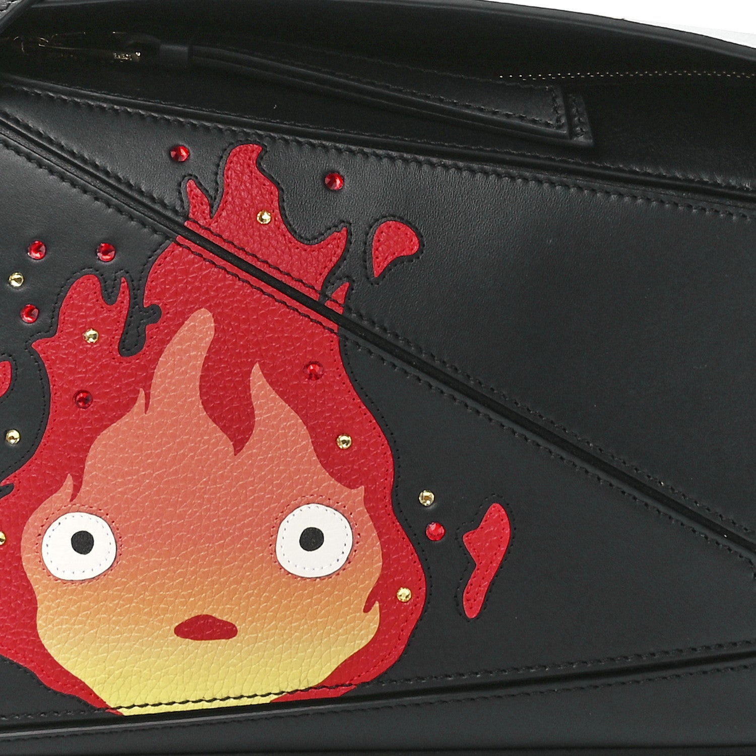 Loewe X HOWLS MOVING CASTLE Satin Calfskin Small Calcifer Puzzle Black 8 of 11