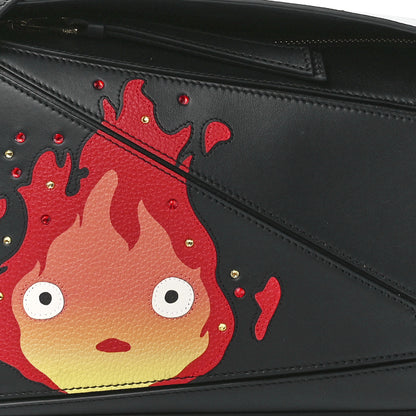 Loewe X HOWLS MOVING CASTLE Satin Calfskin Small Calcifer Puzzle Black 8 of 11