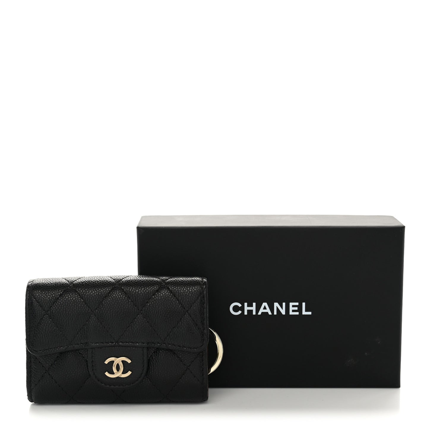 Caviar Quilted Classic 4 Key Holder Wallet Black