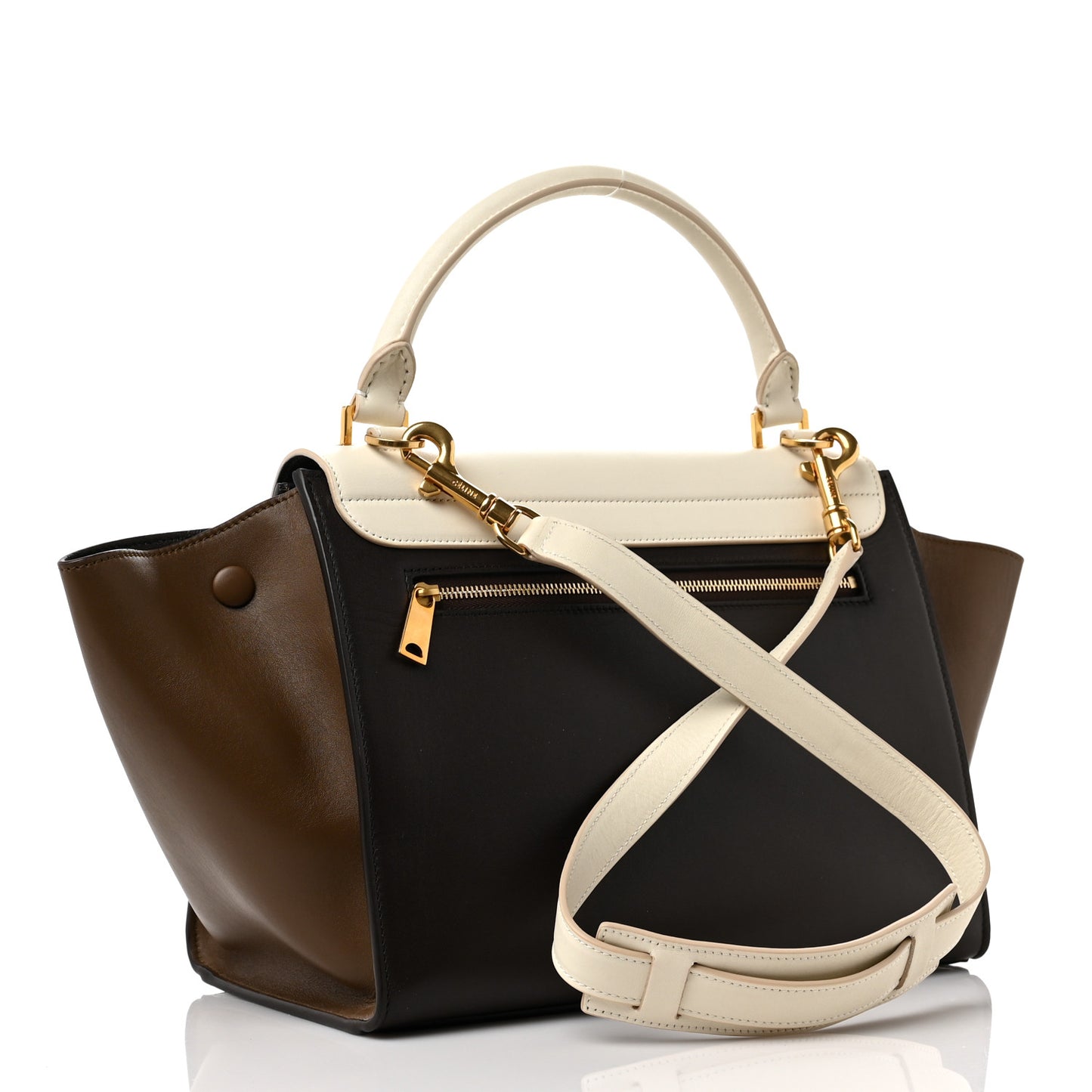 Smooth Calfskin Nubuck Small Tri-Color Trapeze White