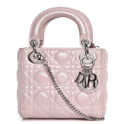 Christian Dior Metallic Calfskin Cannage Mini Lady Dior Pink 1 of 9