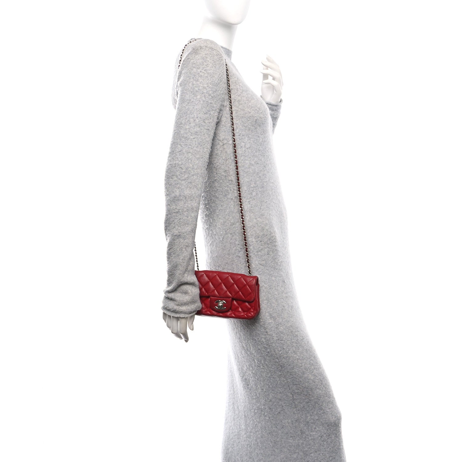 Chanel Caviar Quilted Extra Mini Flap Burgundy 2 of 14