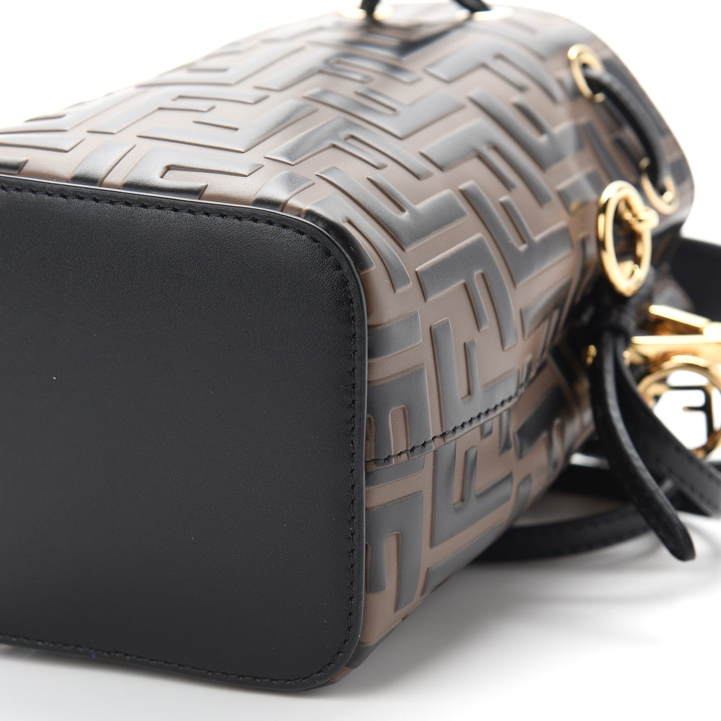 Vitello Liberty F is Fendi Bi-Color FF 1974 Embossed Mini Mon Tresor Bucket Bag Maya Black