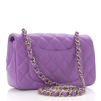 Chanel Lambskin Quilted Mini Rectangular Flap Purple 3 of 10