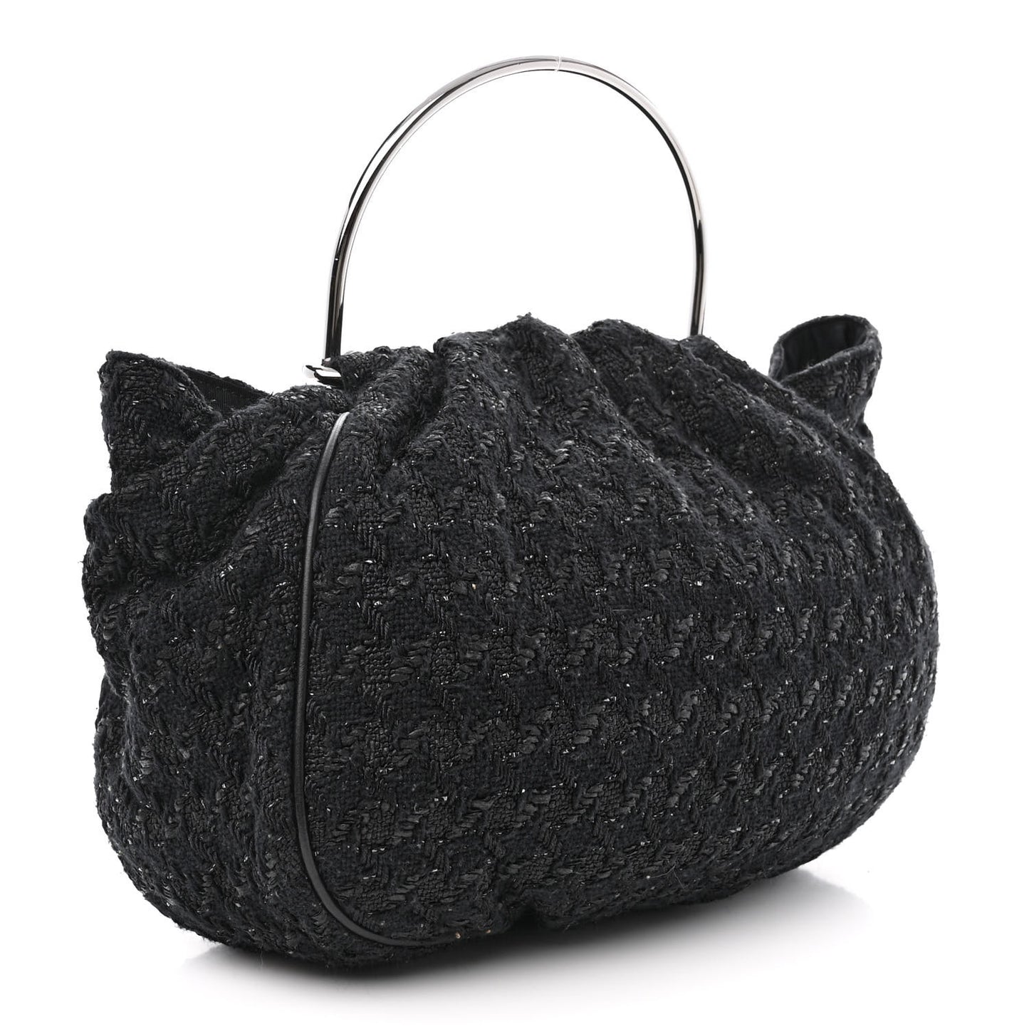 Tweed Boucle Knitting Bag Black