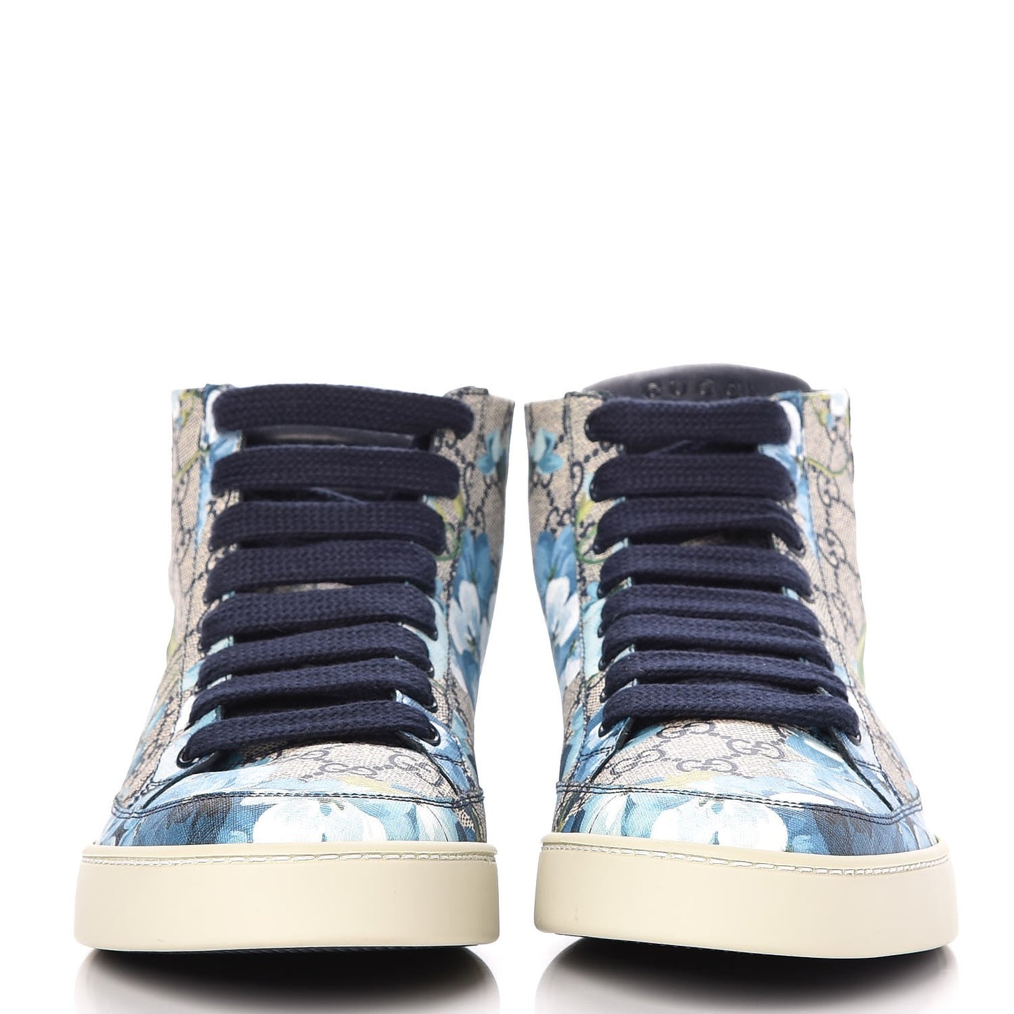 GG Supreme Monogram Blooms Mens High Top Sneakers 9.5 Beige Blue