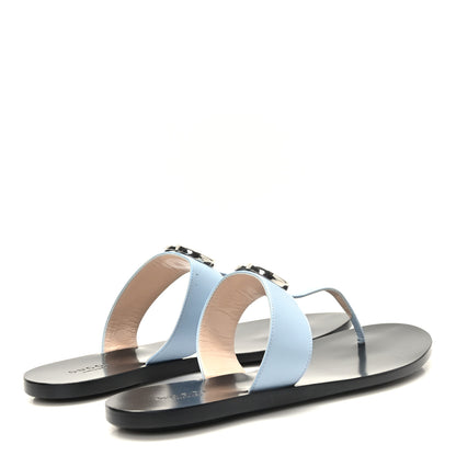 Gucci Calfskin GG Marmont Thong Sandals 38 Porcelain Light Blue 4 of 8