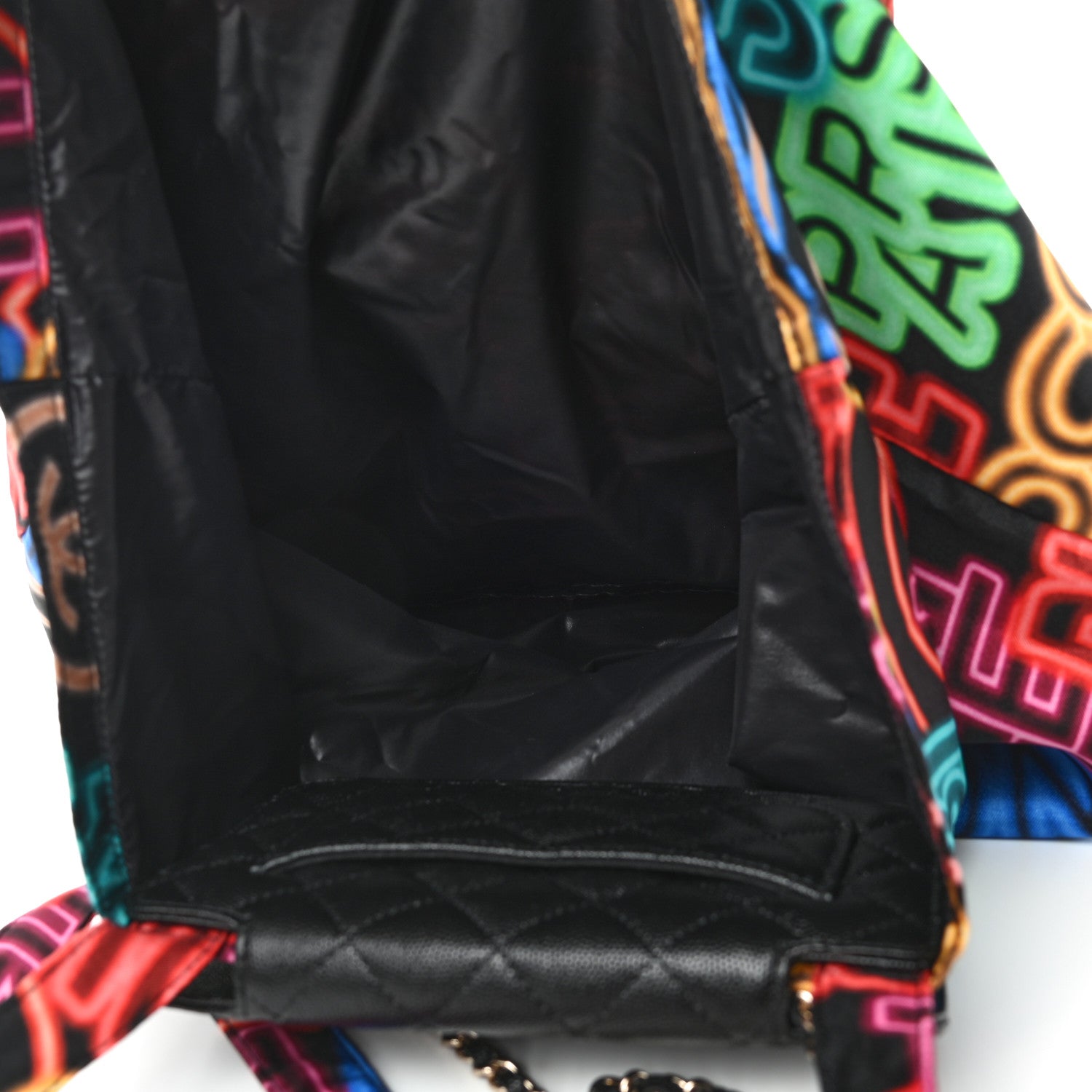 Chanel Caviar Fabric Quilted Foldable Tote With Chain Black Multicolor 5 of 11