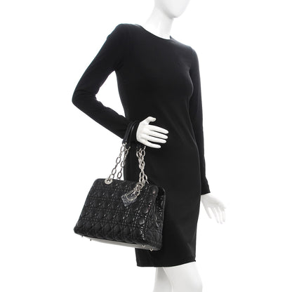 Christian Dior Lambskin Cannage Small Dior Soft Zipped Shopping Tote Black 2 of 7