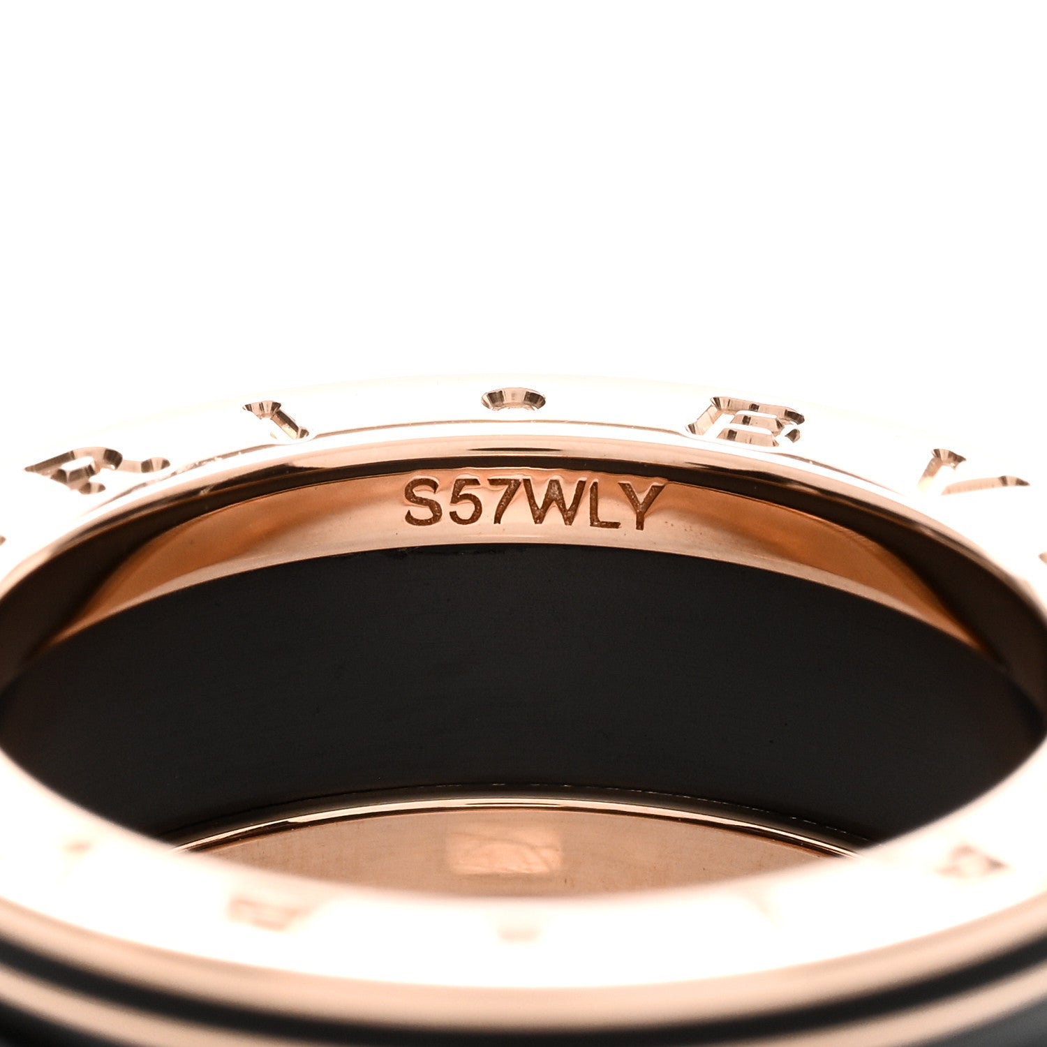 Bulgari 18K Rose Gold Black Ceramic Matte B.Zero1 Two-Band Ring 53 6.25 4 of 5