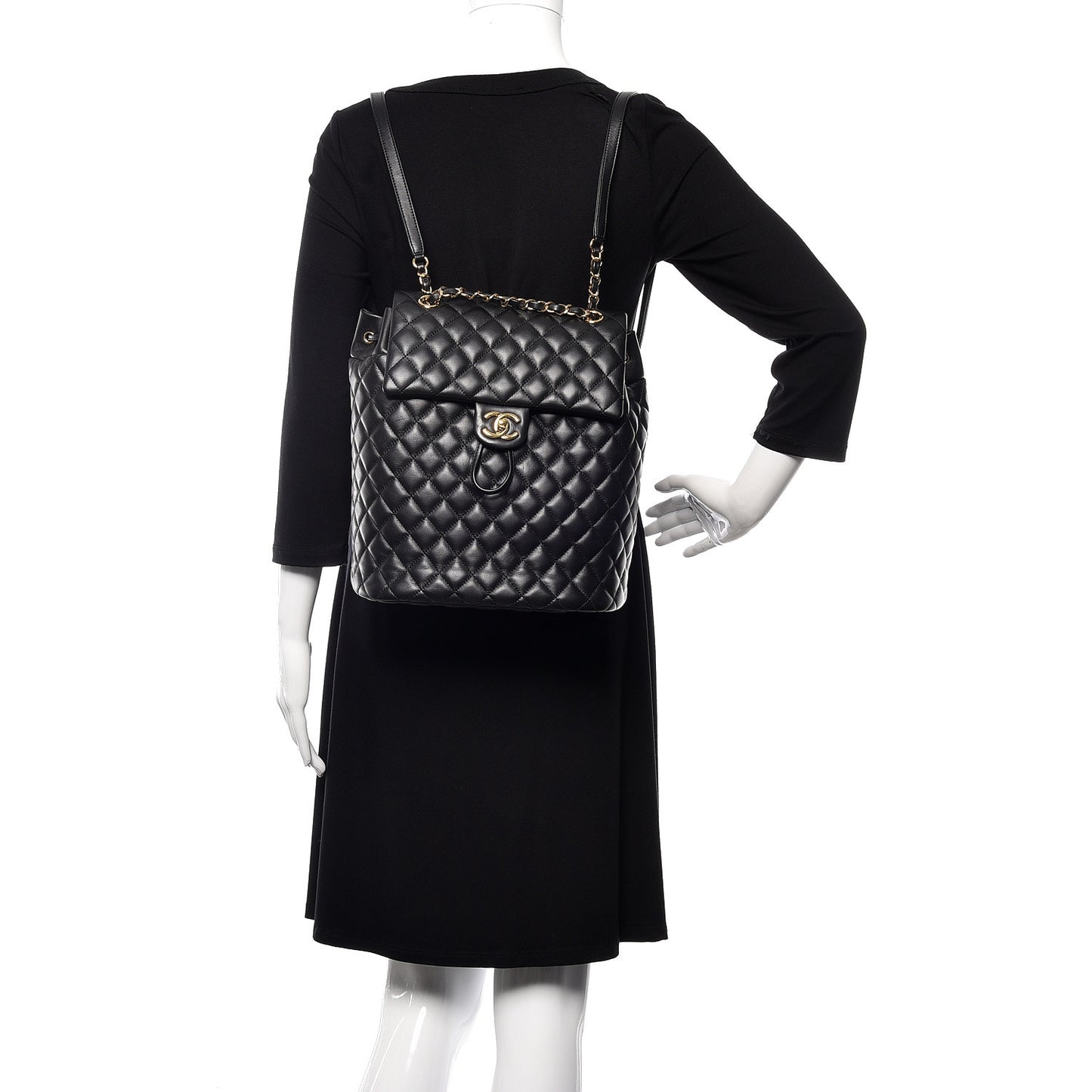 Lambskin Quilted Large Urban Spirit Backpack Black
