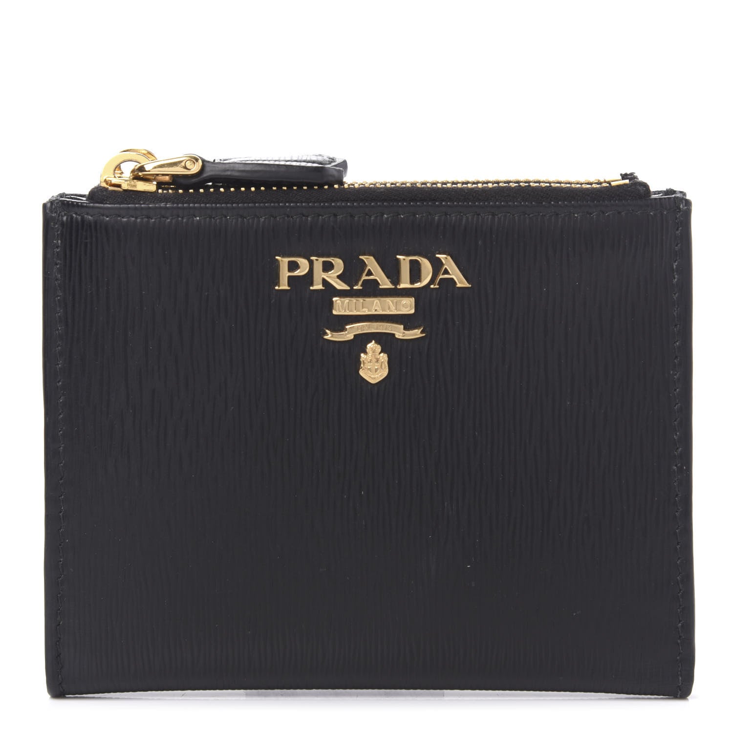 Prada Vitello Move Zip Coin Case Wallet Black 1 of 10
