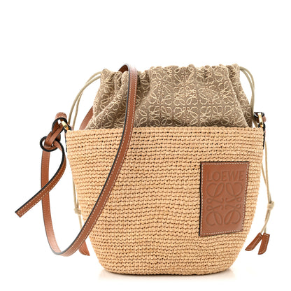 Loewe Calfskin Raffia Anagram Paulas Ibiza Pochette Bag Natural Tan 1 of 9