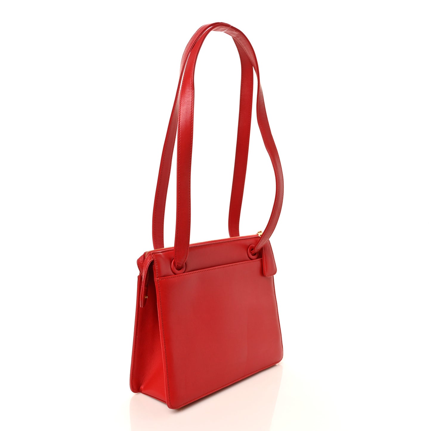 Calfskin Logo Shoulder Bag Red