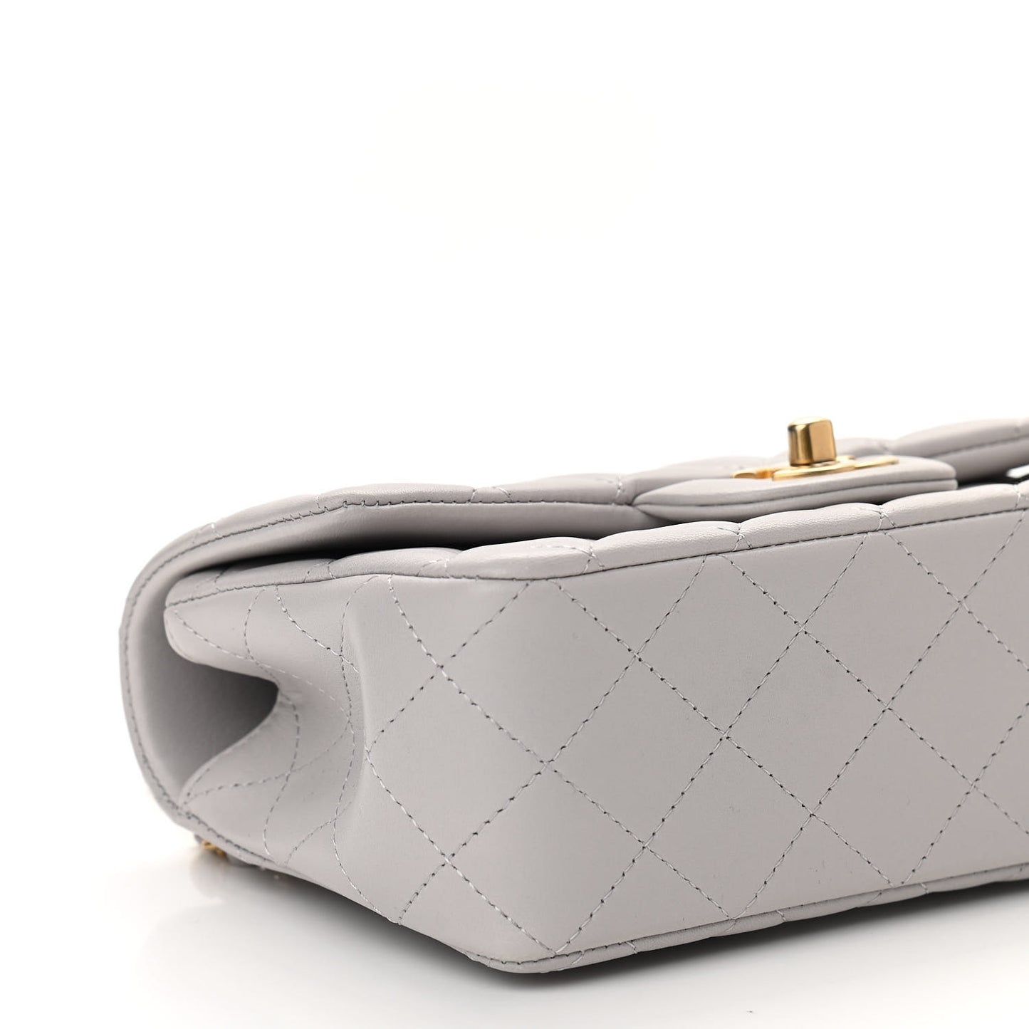 Lambskin Quilted Mini Top Handle Rectangular Flap Grey