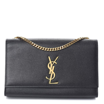 Saint Laurent Grain De Poudre Medium Classic Monogram Kate Satchel Black 1 of 9