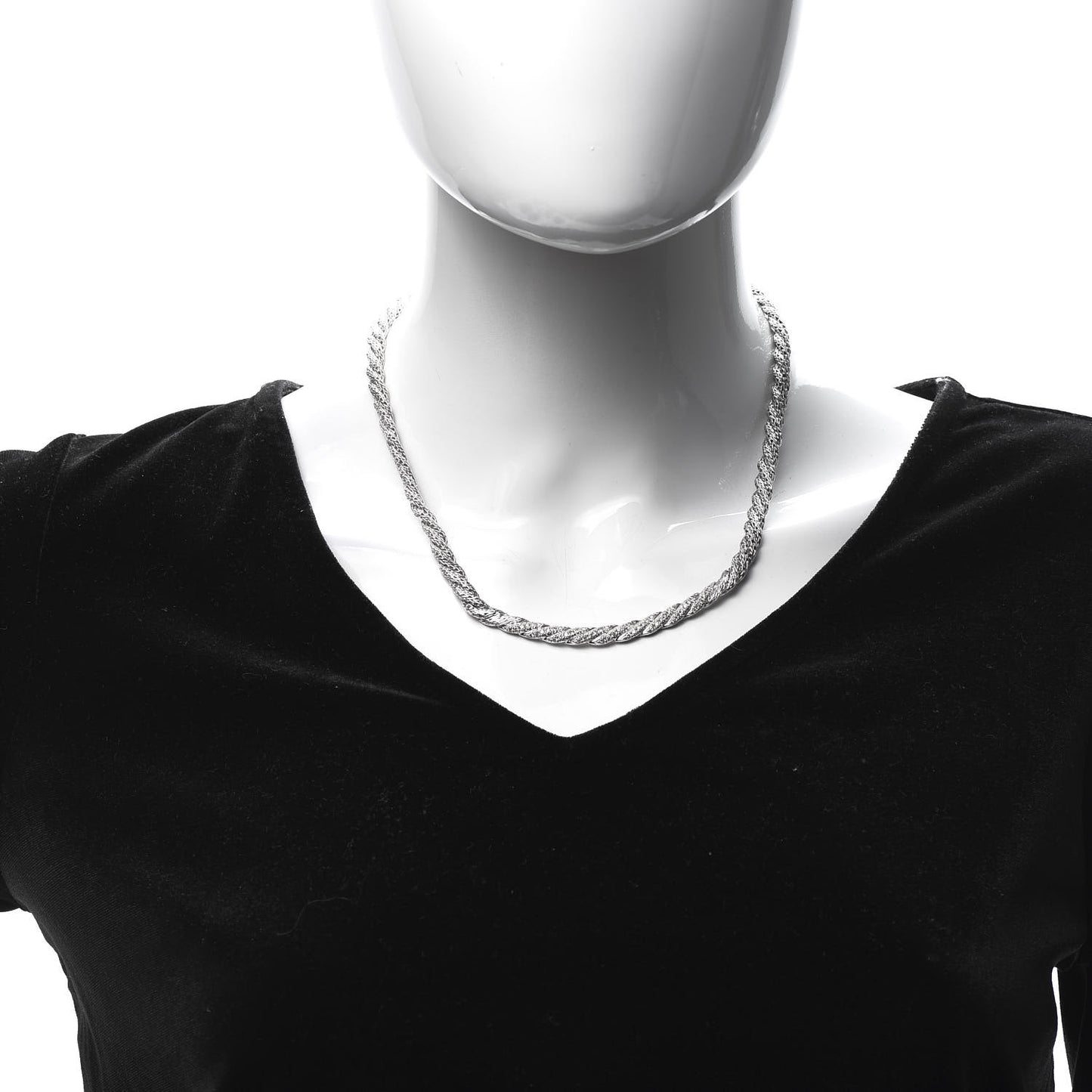 Sterling Silver Diamond 6mm Twisted Chain Necklace
