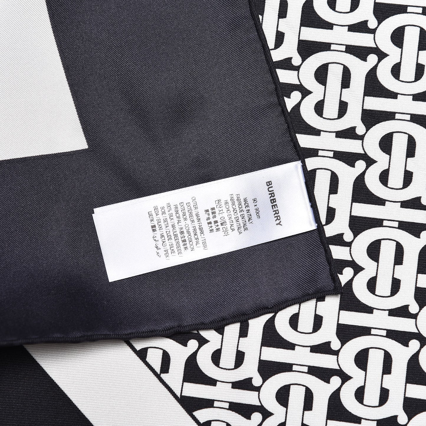 Silk Monogram Print Square Scarf Black Monochrome