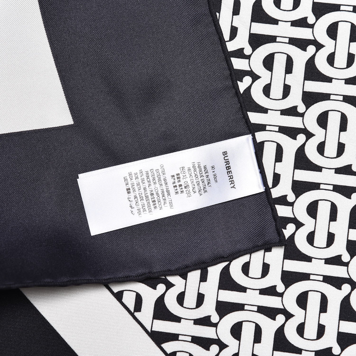 Burberry Silk Monogram Print Square Scarf Black Monochrome 4 of 6