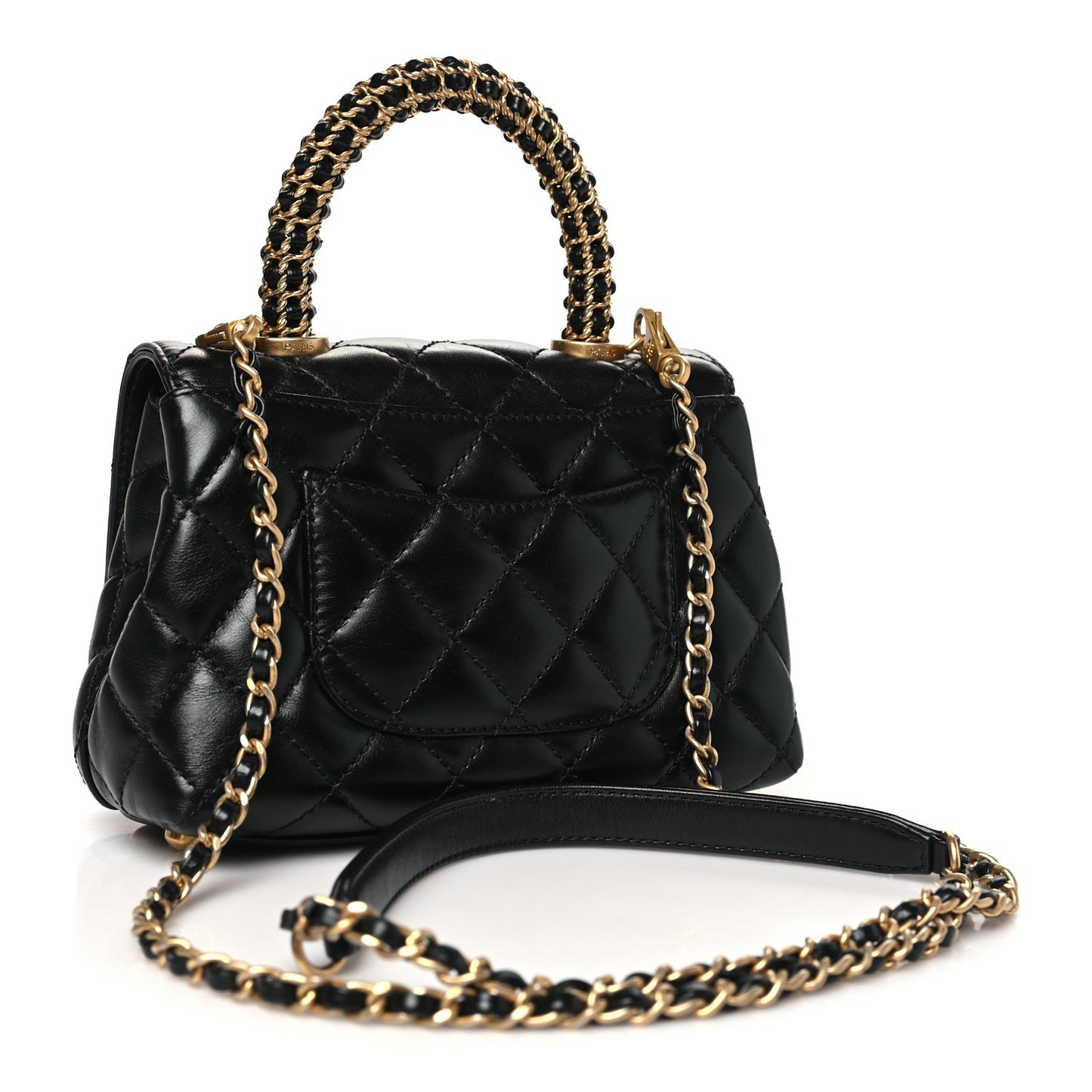 Calfskin Quilted Extra Mini Coco Handle Flap Black