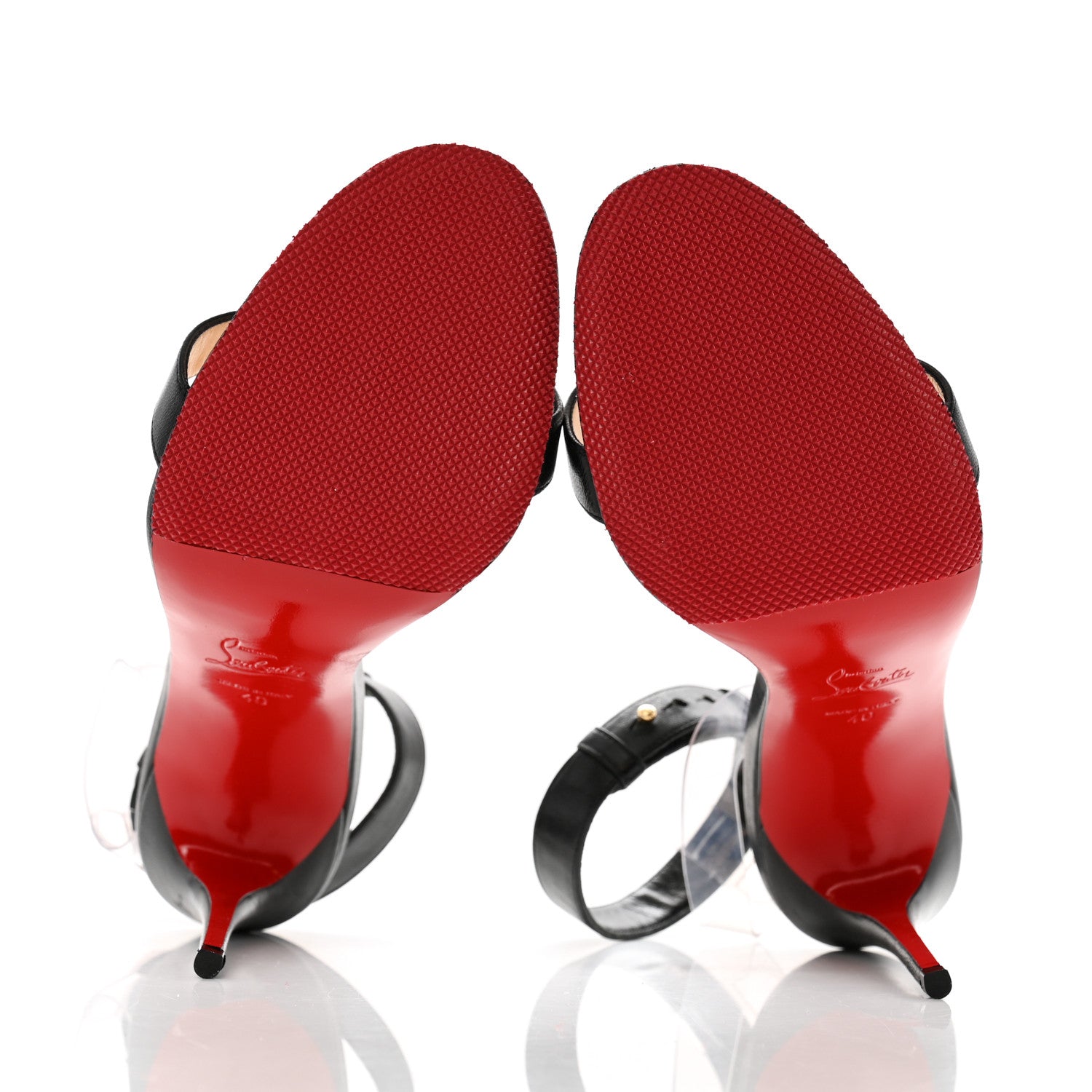 Christian Louboutin Shiny Nappa PVC Jonatina 100 Sandals 40 Black 6 of 9